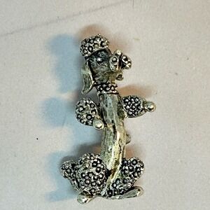 Gerry's Poodle Brooch Lapel Jacket Pin 3D Silver Color Metal